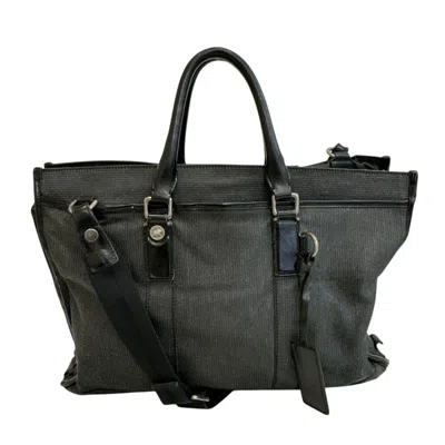 Pre-owned Hunting World Black Canvas Briefcase Shoulder Bag ()