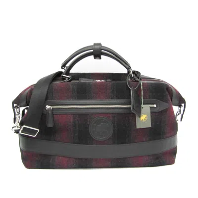 Pre-owned Hunting World Color Tweed Leather Boston Bag Shoulder Bag () In Multi