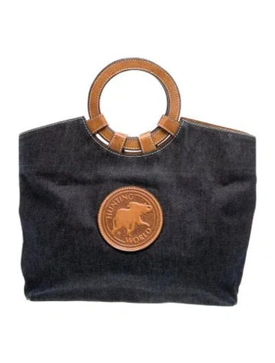 Pre-owned Hunting World Leather Top Handle Bag In Blue