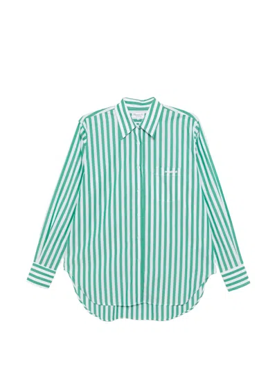 Hunza Embroidered Detail Button-up Shirt With Chest Patch Pocket - Size S/m In Green