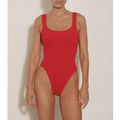 Hunza G - Square Neck Swimsuit In Red