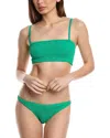 Hunza G Xandra Bikini Set Square Neckline High-cut Leg In Green