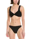 Hunza G Juno Bikini Set High-waisted Bottom Textured Fabric In Black