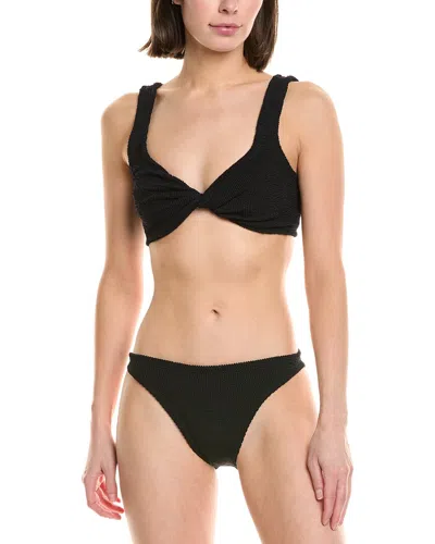 Hunza G Juno Bikini Set High-waisted Bottom Textured Fabric In Black