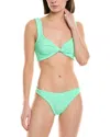 Hunza G Juno Knotted Crinkled Bikini In Green