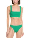 Hunza G High-cut Leg Scoop Back Square Neckline In Green