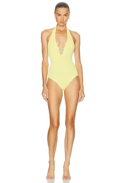 Hunza G Adriana Beaded One Piece Swimsuit In Yellow