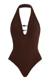 Hunza G Adriana Beaded One-piece Swimsuit In Neutral