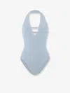 Hunza G Adriana Crinkle Fabric One-piece Swimsuit In Blue