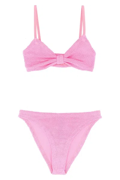 Hunza G Alicia Bikini Set Adjustable Straps Bow In Pink