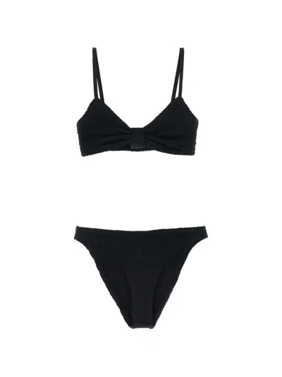 Hunza G Alicia Crinkle Bow-detail Bikini Set In Black
