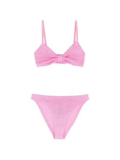 Hunza G Alicia Bikini Set Adjustable Straps Bow In Pink