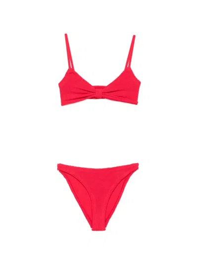 Hunza G Alicia Crinkle-effect Bikini In Red