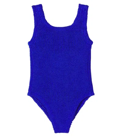 Hunza G Kids' Alva Bow-detail Swimsuit In Blue