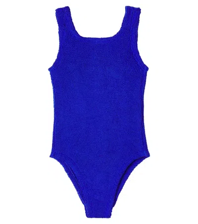 Hunza G Kids' Alva Bow-detail Swimsuit In Blue