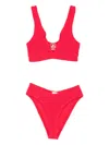 Hunza G Angel Textured-finish Bikini In Red