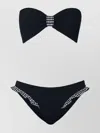 Hunza G Jean Ruffled Gingham-trimmed Seersucker Bandeau Bikini