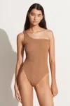 Hunza G Asymmetrical Swimsuit In Metallic Cocoa In Brown