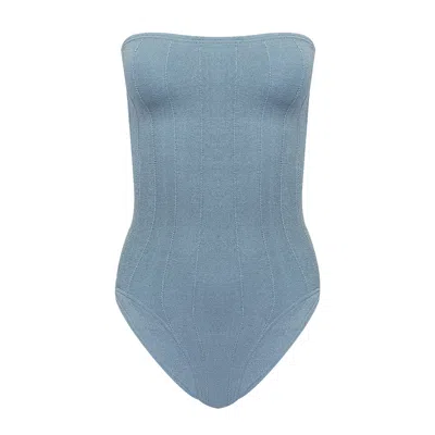 Hunza G Audrey Nile Swimwear Metallic Airforce Blue