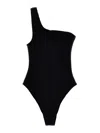 Hunza G Nancy One-shoulder Crinkle One-piece Swimsuit In Black