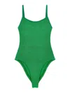 Hunza G Green One-piece Swimsuit With Squared Neckline In Ribbed Stretch Polyamide Woman