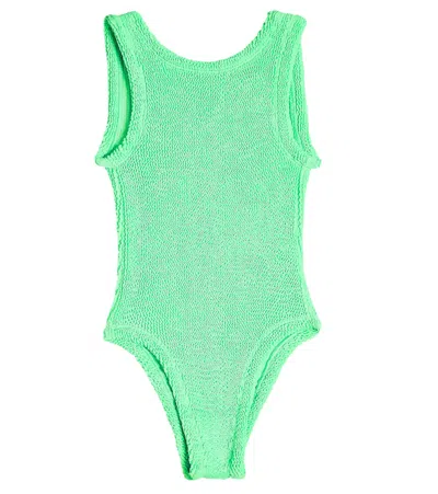 Hunza G Kids' Classic Swimsuit In Lime