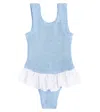 Hunza G Baby Denise Ruffled Swimsuit In Blue