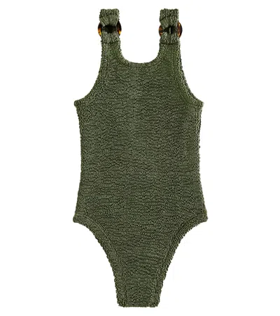 Hunza G Kids' Baby Domino Swimsuit In Green