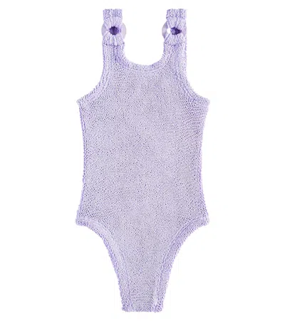 Hunza G Kids' Baby Domino Swimsuit In Purple