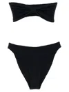 Hunza G Bandeau Bikini Set In Original Crinkle Fabric In Black