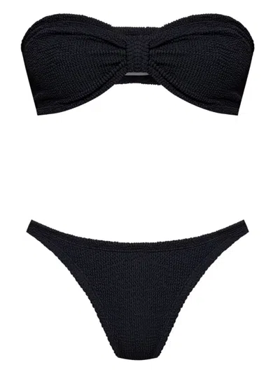 Hunza G Bandeau Bikini Set With Knot Detail In Black