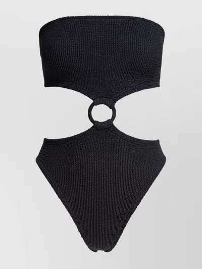 HUNZA G BANDEAU CUT-OUT HIGH-WAISTED RING TEXTURED