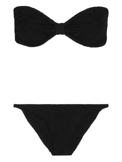 Hunza G Bandeau Textured Bikini In Black