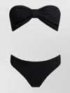 Hunza G Bandeau Top With Bow Detail And High-cut Bottoms In Black