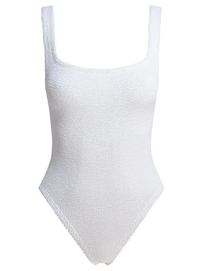 Hunza G Square-neck Crinkled One-piece Swimsuit In White
