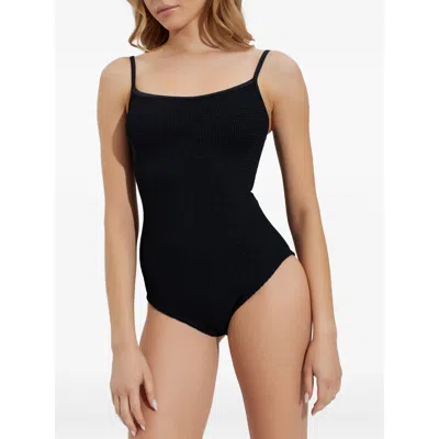 Hunza G Pamela Romper Spaghetti Strap Swimsuit In Black