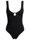 Hunza G Coverage Celine Swim With Fabric Covered Hoop Black In Black