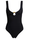 Hunza G Coverage Celine Swim With Fabric Covered Hoop Black In Black