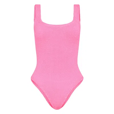 Hunza G Ruched Square-neck Swimsuit In Pink