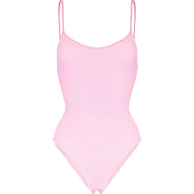 Hunza G Pamela Crinkle-effect Swimsuit In Pink