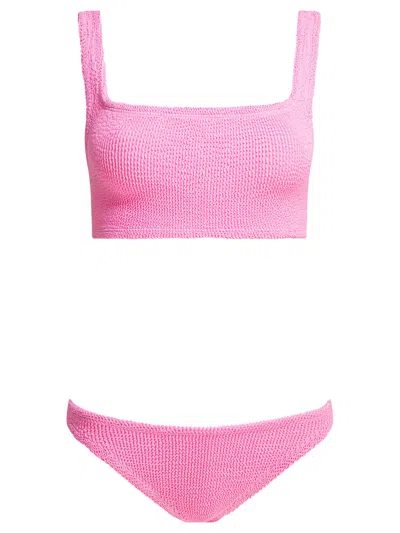 Hunza G High-cut Leg Square Neckline Two-piece Set In Pink