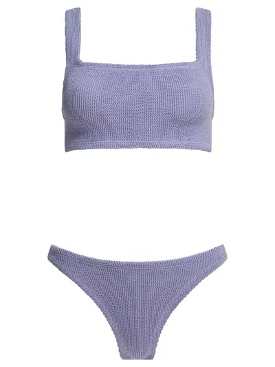 Hunza G Xandra Textured Square Neck Bikini Set In Purple