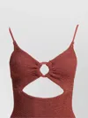 Shop Hunza G Beachwear With Cut-out Design And Ring Detail