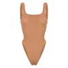 Hunza G Crinkled-effect Open-back Swimsuit In Brown