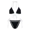 Hunza G Gina Textured Triangle Bikini With Sporty Contrast In Multicolor