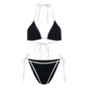 Hunza G Gina Textured Triangle Bikini With Sporty Contrast In Multicolor