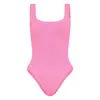 Hunza G High-cut Leg Scoop Back Swimsuit In Textured Fabric In Pink