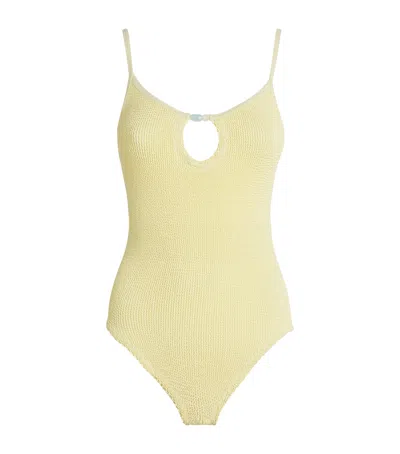 Hunza G Beaded Mia Swimsuit In Yellow