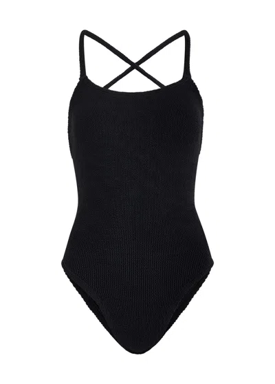 Hunza G Bette Seersucker Swimsuit In Black