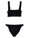 Hunza G Xandra Bikini Set High-waisted Square Neckline Textured In Black